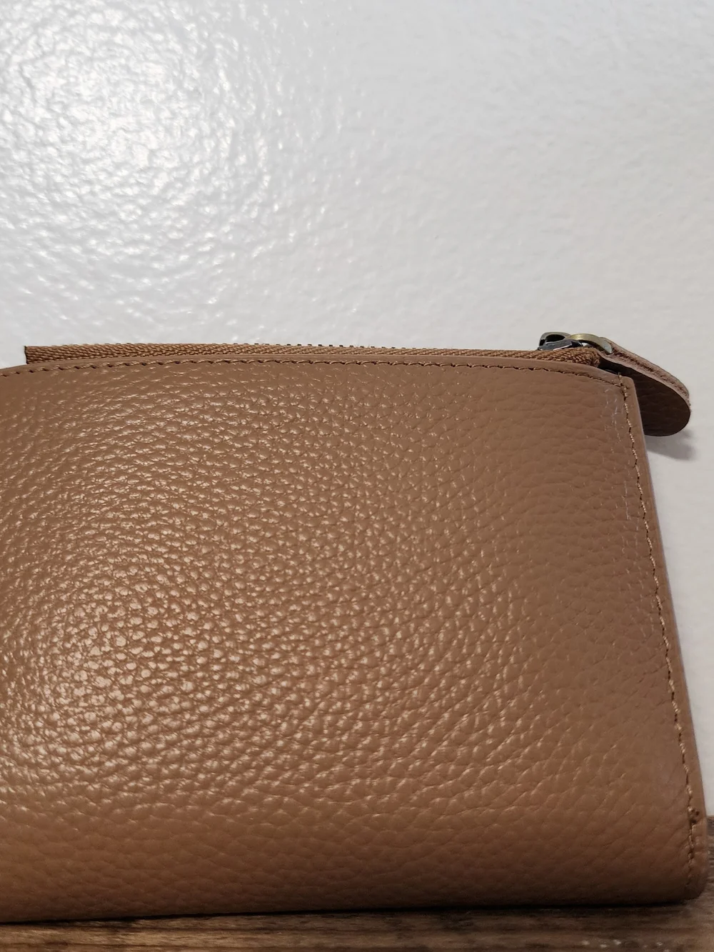 Taupe Pebbled Leather Women's Bifold Wallet Snap Closure NWT